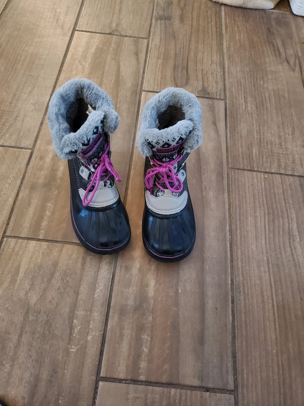 London Fog Black, Gray and Pink Kids' Rain & Snow Boots